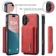 thumbnail image 3 of for iPhone 16 Case Wallet, 2 in 1 Detachable Magnetic Card Holder PU Leather Kickstand Phone Case [Card Cash Slot] [Wireless Charging] Shockproof Cover For iPhone 16,Red, 3 of 11