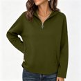 thumbnail image 2 of Lcziwo Women's 1/4 Zip Pullover Long Sleeve Solid Casual Hoodies Oversized Y2K Fall Winter Fashion Sweatshirt with Pockets Army Green,XL, 2 of 7