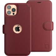 LUPA Legacy iPhone 12 Wallet case for Women & Men - 12 Pro case with Card Holder [Slim and Durable] Faux Leather - Flip Cell Phone case, Folio Credit Cover - Burgundy