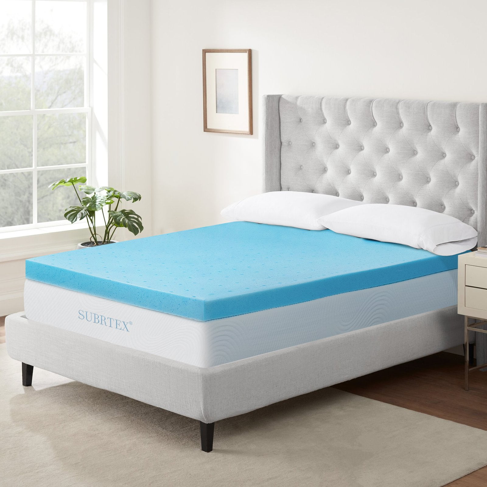 Subrtex 2, 3, or 4 Inch Gel-Infused Memory Foam Mattress Topper（3 ...