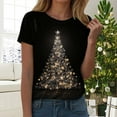 thumbnail image 2 of Gubotare Christmas Round Neck Shirt Women's Casual Holiday Short Sleeved Shirts Christmas Fun Printed Winter T-Shirt Top Christmas Tree Print Shirt (Gold,XL), 2 of 6
