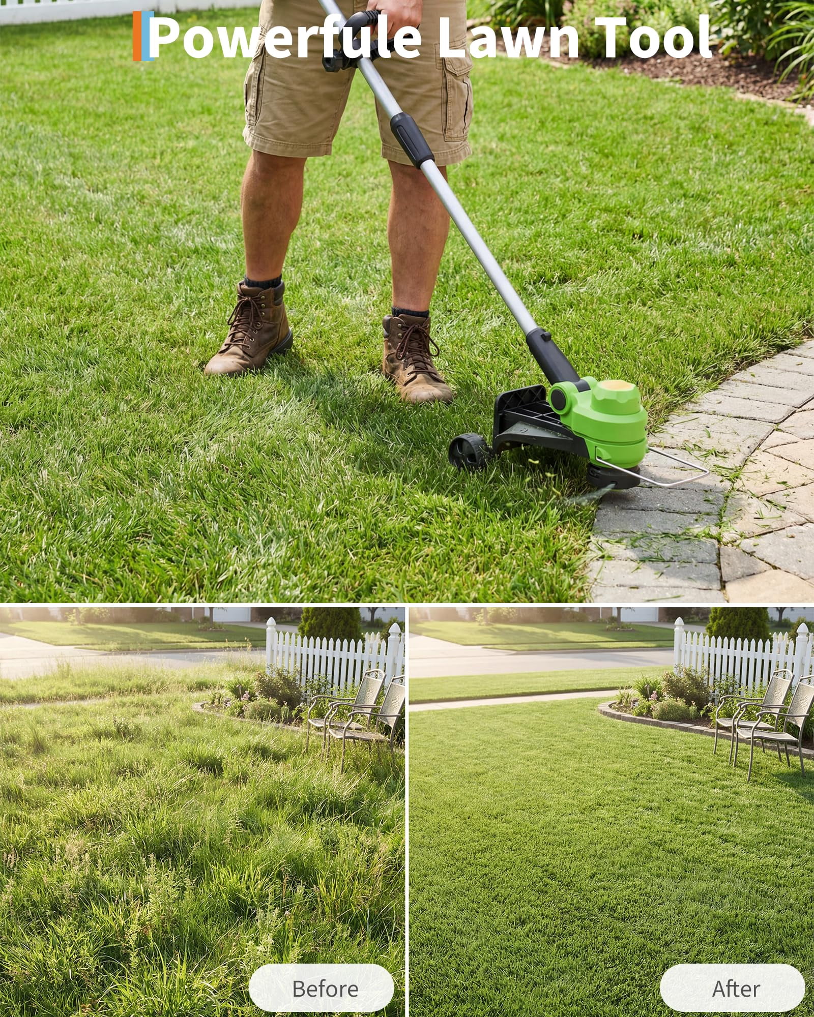 Towallmark 20V Cordless String Trimmer & Edger Combo - 2-in-1 Wireless Grass Trimmer with 12" Cutting Width, 2.0Ah Battery & Fast Charger, Lightweight Design for Lawn Care, Edging & Trimming