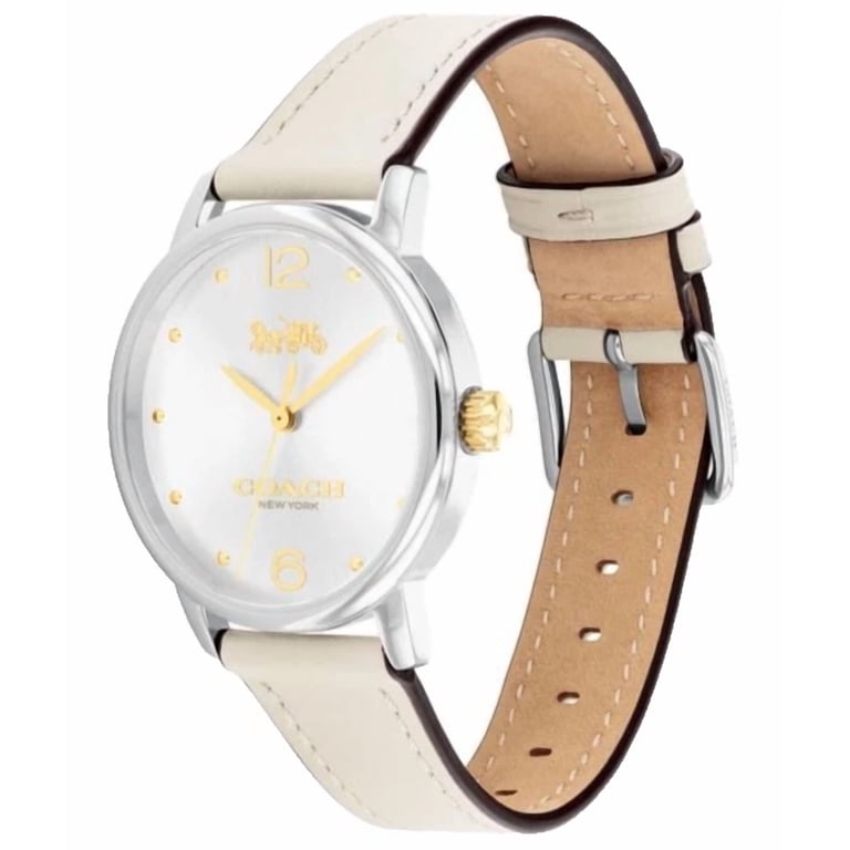 Coach White Dial Watch with White Strap and Silver Case Coach Perry White Dial White Leather Strap Watch for Women main image 4
