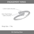 thumbnail image 4 of LeCalla 925 Sterling Silver 14K Rhodium Plated CZ Heart Ring for Women Lightweight Italian Design Cubic Zirconia Cute Minimalist Heart Finger Rings for Her (Size - 7), 4 of 7