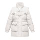 thumbnail image 2 of Parkas de manga larga para mujer, chaqueta informal de color con mangas largas, sin capucha y cuello alto, chaqueta de algodón para mujer, 2 of 9