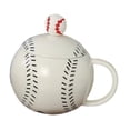 thumbnail image 3 of Taza de café de cerámica con diseño deportivo de béisbol, taza de con tapa y cuchara, 400 ml, pintada a mano, de té para vacaciones, café y Negro, 3 of 8