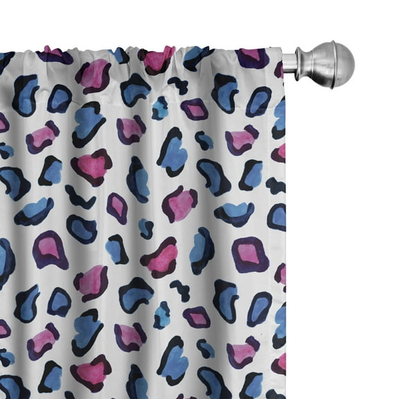 Ambesonne Camo Curtains, Animal Skin Watercolors, Pair of 28"x84", Black Pink and Blue