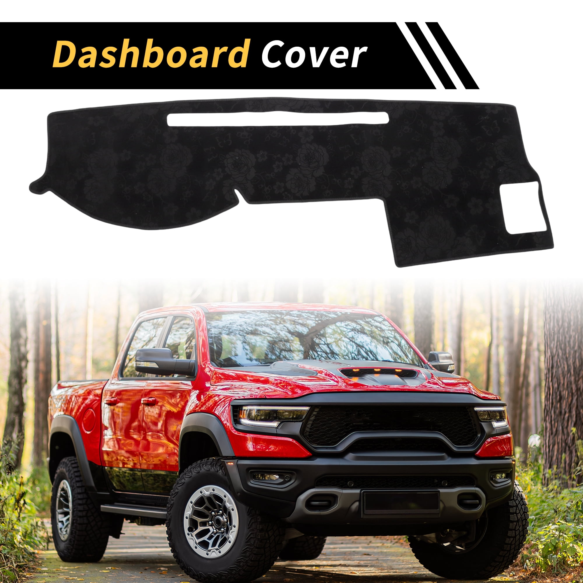 Unique Bargains Dash Cover for Toyota Tacoma 2005-2015 Dash Board Mat Non-Slip Dash Cover Mat with Pattern Pad Flannel Center Console Dashboard Cover Pad Carpet Black