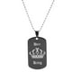 thumbnail image 2 of Collar de cadena y llavero con colgante de pareja con etiqueta de perro negra para él y para ella Hugo Collar de pareja de acero titanio, 2 of 10