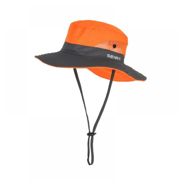 Kids UV Sun Hat with Ponytail Hole Bucket Cap for Boys Girls Summer Beach ＆  Fishing, Orange