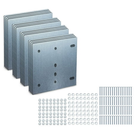 4 Pack E-Track Backing Plate Installation Kit, Heavy Duty E-Track Rail Mounting Back Plate with Bolts, Nuts, and Washers for Enclosed Trailer, Truck, Workshop - 6" x 6-1/2"