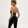 thumbnail image 5 of Women's Halter Neck Cropped Tank Top with Built-In Bra and Stretch Fabric for Workout or Casual Wear - Small, Black, 5 of 7