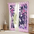 thumbnail image 3 of Erosebridal Cartoon Anime Girl Curtains Pack of 2 (42x84 Each),Purple Black Cute Bowknot Curtains Blackout For Teens, 3 of 7