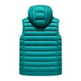 thumbnail image 3 of Men's Casual Trendy Rib Pattern Sleeveless Cotton Vest - Hooded Solid Color Slim-fit Cotton-padded Jacket, Turquoise, Size XXL, 3 of 4