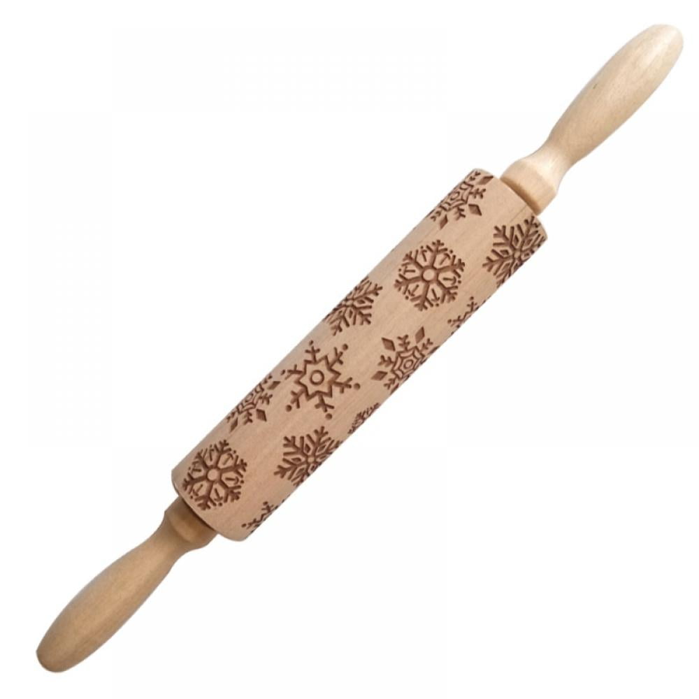 3D Christmas Wooden Rolling Pin Embossing Roller Pins with Christmas