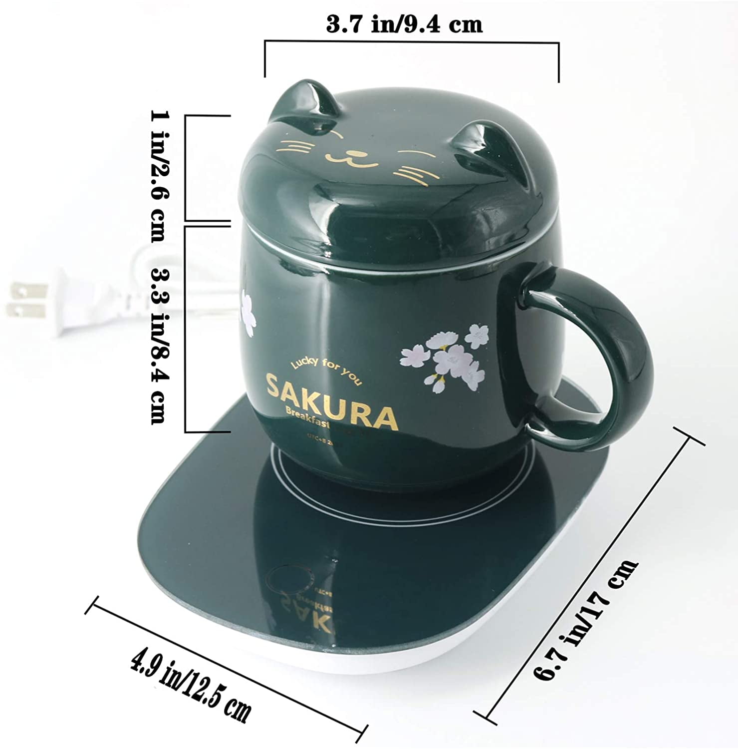 Smart Mug Warmer,16W Electric Mug & Coffee Warmer Candle Warmer Plate Desk  Tea Milk Warmer For Home And Office(Green)