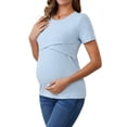 thumbnail image 4 of Camisetas de maternidad de manga corta de punto acanalado para mujeres, inspiradas en el Día de la Madre, para lactancia, en color azul cielo mediano, 4 of 6