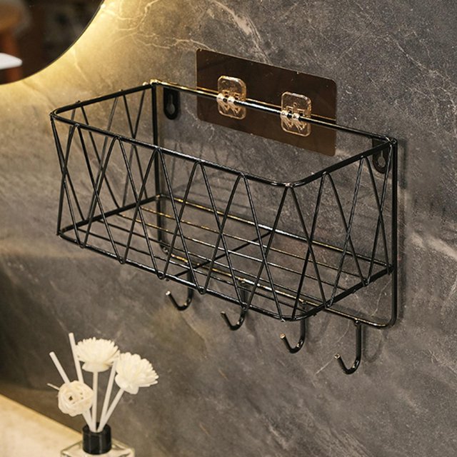 Cesta Flotante para Baño Montada en Pared, Estantes de , Estante para Champú, Soporte para Toal, Estante para Baño, Inodoro, Decoración de C negro Soledad Estante flotante de montaje en pared