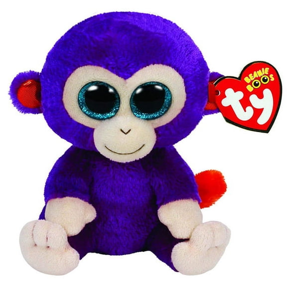 TY Beanie Boos - Grapes The Purple Monkey (Glitter Eyes) Regular Size 6" Plush (With Fun Chops)