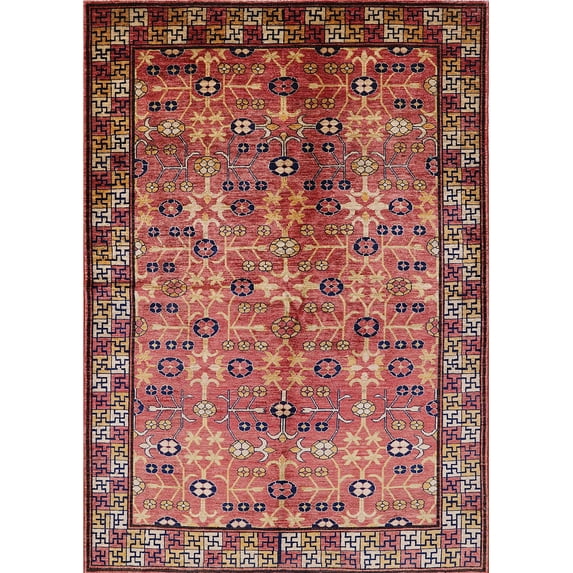 Ahgly Company Indoor Rectangle Mid-Century Modern Sunrise Orange Oriental Area Rugs, 2' x 3'