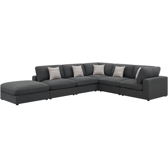 JERFIT 6-Piece Modular Sectional Sofa Set with Reversible Cushions, Charcoal Gray Upholstered Fabric Couch for Living Room