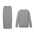 thumbnail image 2 of Women's Winter Chunky Cable Knit Long Skirt 2 Piece Outfit Sweater Sets Dark Gray M, 2 of 10
