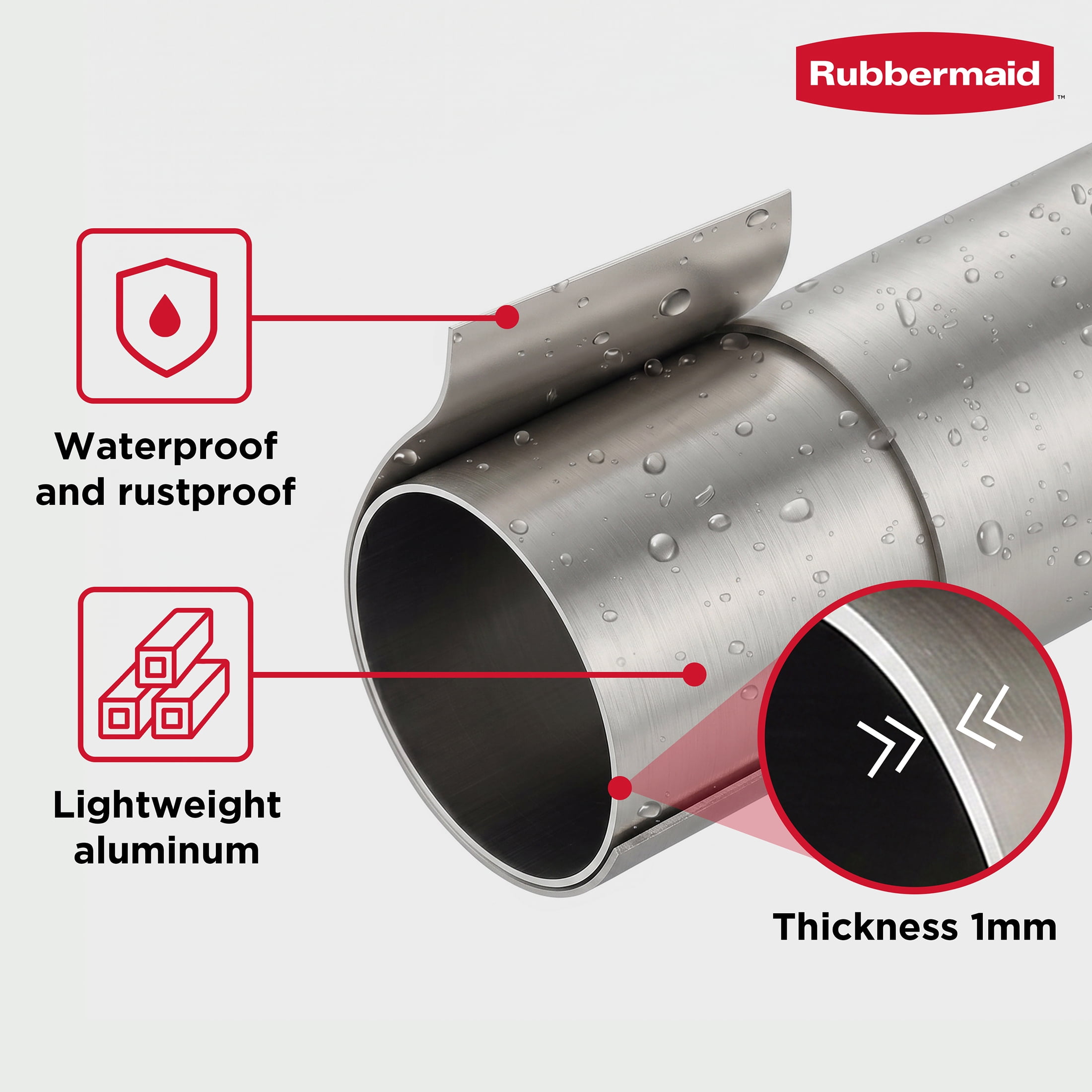 Rubbermaid No Drill Adjustable Tension Double Curved Shower Curtain Rod, Rustproof, 50" - 72", Nickel