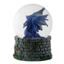 3.5 Inch Cold Cast Resin Midnight Dragon Water Snow Globe Figurine