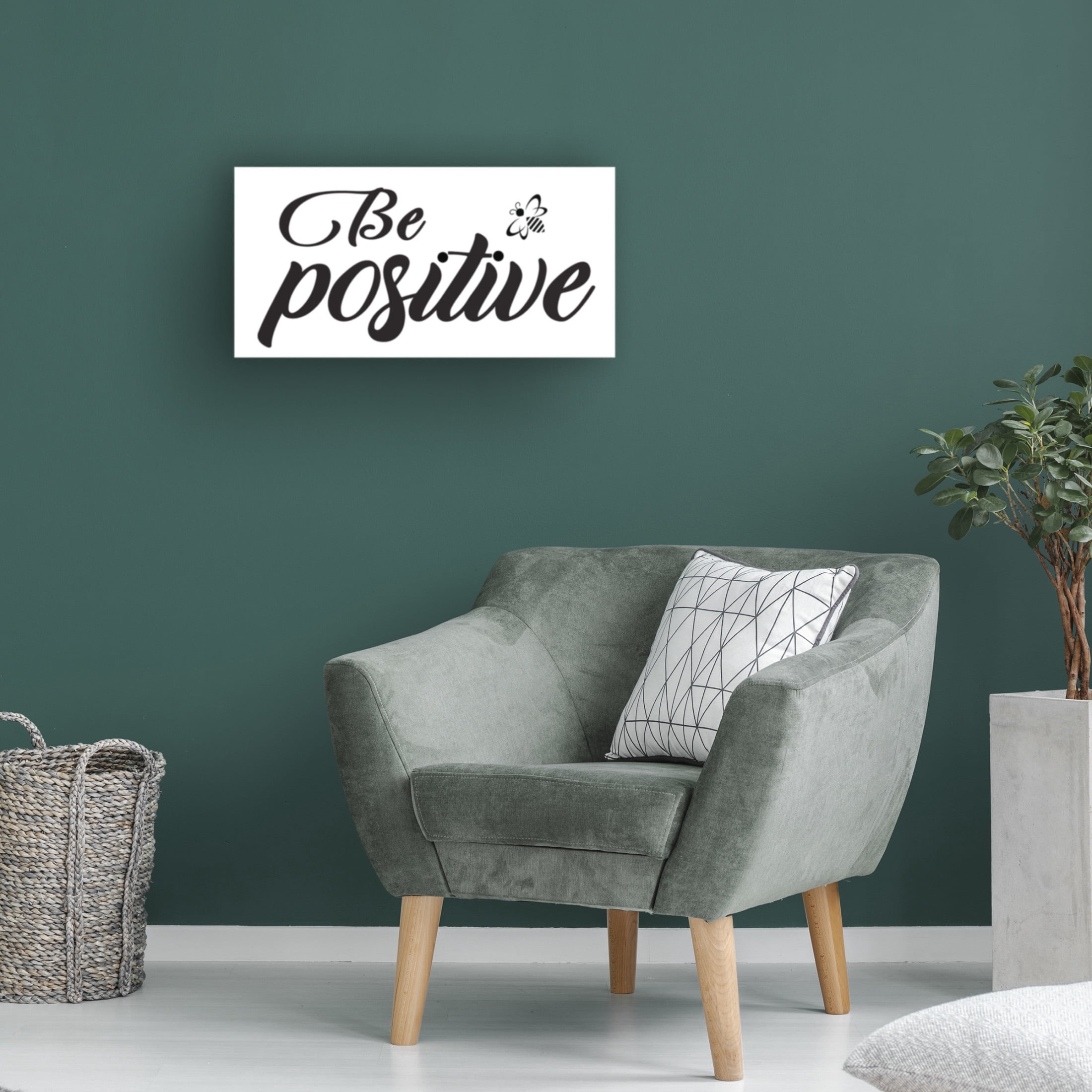 Canvas Wall Art - Jean Plout 'Good Vibes Typography F' Wall Art for Living Room, Bedroom, or Office Décor by Trademark Fine Art - 19 x 10 Inches