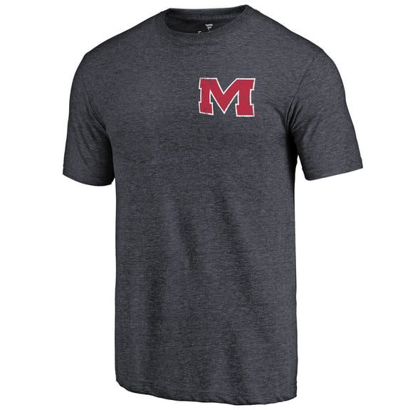 Men's Navy Ole Miss Rebels Left Chest Distressed Logo Tri-Blend T-Shirt