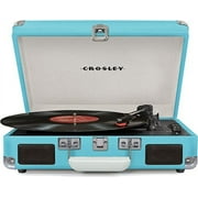 Crosley CR8005D-TU Cruiser Deluxe Vintage 3-Speed Bluetooth Suitcase Vinyl Record Player Turntable, Aqua