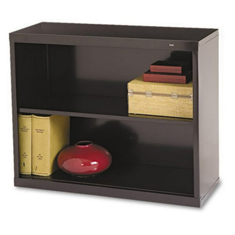 Metal Bookcase, Two-Shelf, 34.5w x 13.5d x 28h, Putty Metal Bookcase, Two-Shelf, 34.5w x 13.5d x 28h, Putty