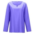 thumbnail image 4 of VNKIDY Women Shirts Ladies Solid Color Blouse Long Sleeve Notch Neckline Loose Fit Versatile Shirt For Office Casual Looks Trendy Tops, 4 of 8