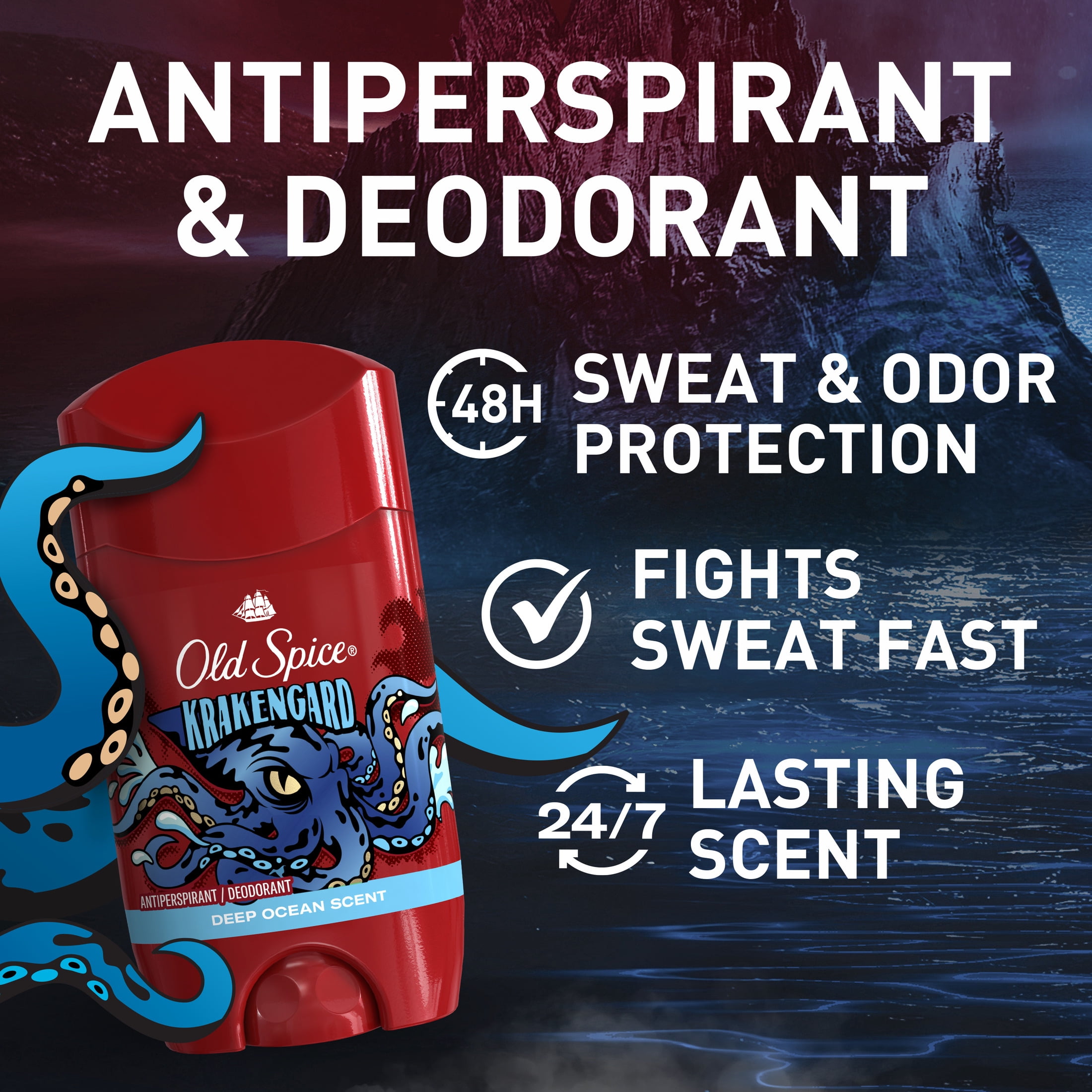 Old Spice Antiperspirant Deodorant for Men, Invisible Solid Stick, Krakengard, 2.6 oz