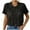 Black, variant on HomeDM Women's Short Sleeve Shirts, Collared Button Down Eyelet Crochet Summer Crop Tops - Orange/S