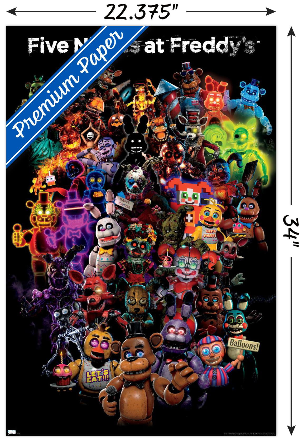 Trends International Five Nights at Freddy's - Celebrate Wall Poster,  14.725 x 22.375, Premium Unframed Version