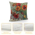 thumbnail image 4 of PIKWEEK  Ink Oil Painting Watercolor Red Orange Poppy Flowers Green Leaves Decorative Lumbar Throw Pillow Cover Case Home Living Room Bed Sofa Car Cotton Linen Rectangular, 4 of 5
