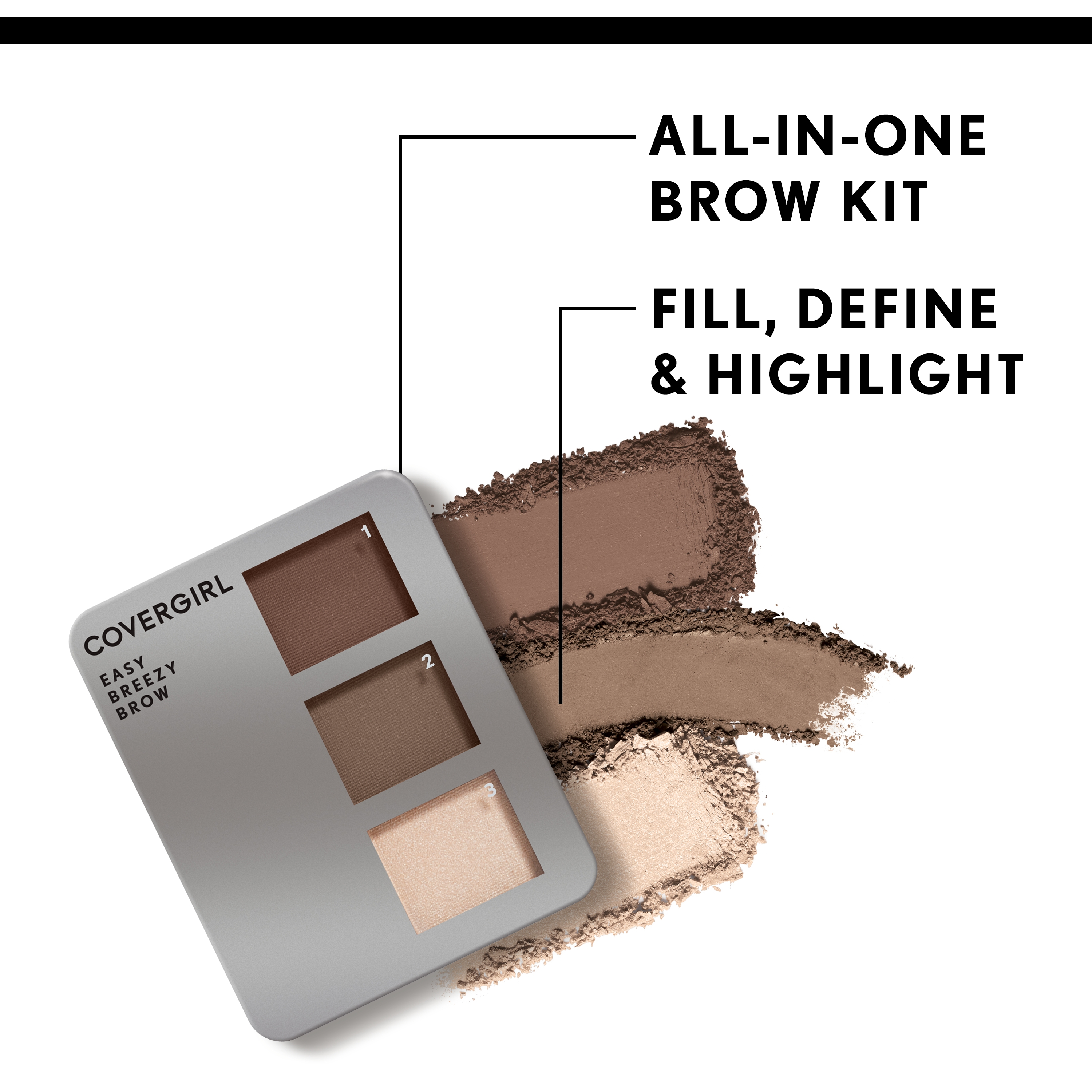 COVERGIRL Easy Breezy Brow Powder Kit, 705 Rich Brown, 0.008 oz, Eyebrow Powder, Eyebrow Kit, Eyebrow Powder Kit, Eyebrows, Includes Double-Ended Fluffy and Angeled Brush - image 3 of 8