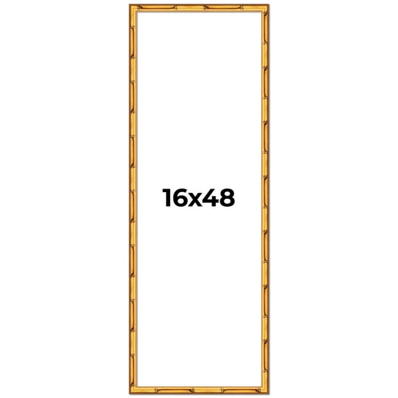 16x48 Frame Gold Bamboo Solid Wood Picture Frame | 1 Inch Moulding Width | Interior Frame Depth