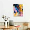 thumbnail image 3 of Acheng Framed Canvas Print Wall Art Pastel Blue, Orange &amp; Pink Paint Strokes Abstract Shapes Watercolor Modern Art Contemporary Multicolor Ultra for Living Room, Bedroom, Office 16x20 in, 3 of 5
