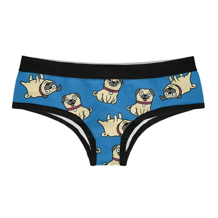 

Pugs Not Drugs Womens Panties Funny Bikini Brief Pug Graphic Dog Underwear Ladies (Blue) - M