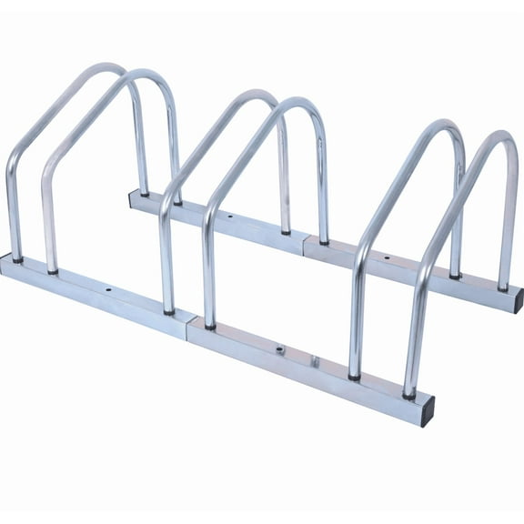 3-Bike Floor Stand Garage Storage Rack for 22-28" Wheels 2.15" Tire Width Galvanized