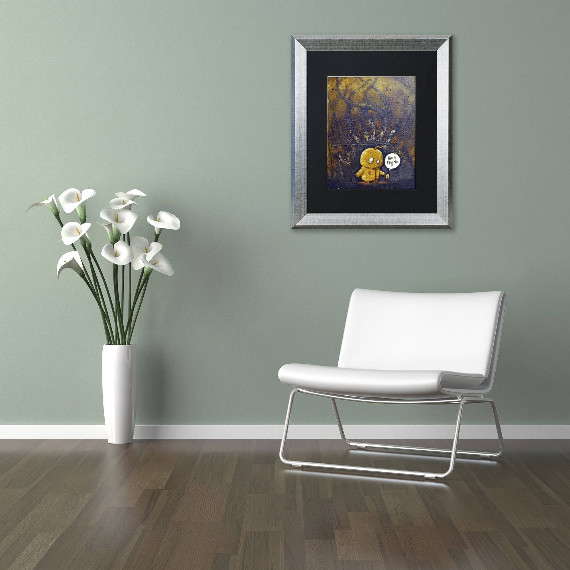 Trademark Fine Art 'Hello Friend' Canvas Art by Craig Snodgrass, Black Matte, Silver Frame