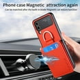 thumbnail image 6 of ELEHOLD Leather Wallet Case for Samsung Galaxy Z Flip 4 5G with Card Slot Finger Ring Holder Slim Thin Premium PU Leather Anti-Scratch Shockproof Protective Case for Men Women, Orange, 6 of 8