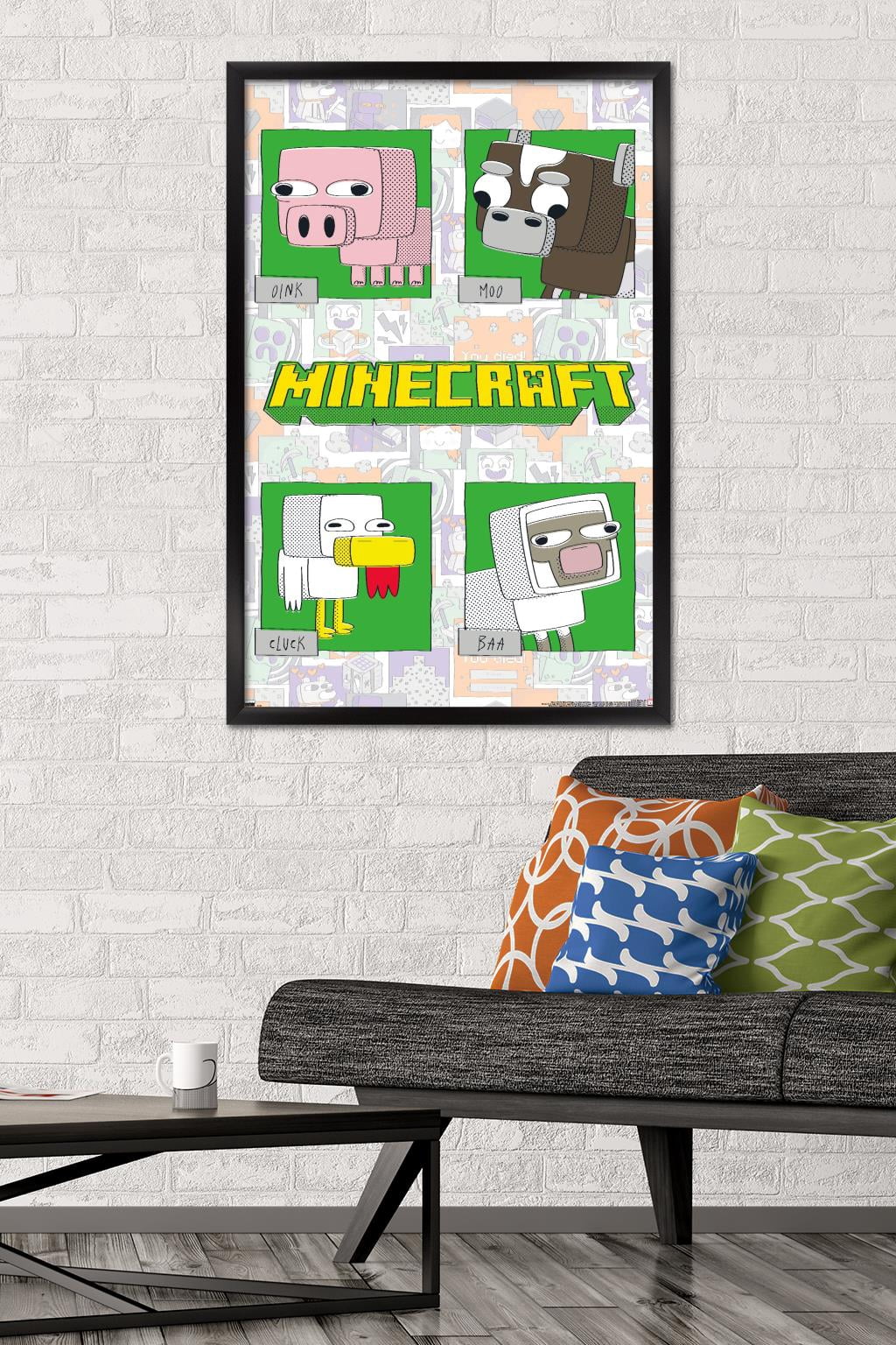 Minecraft - Simple Comic Animal Grid Wall Poster, 22.375" x 34" Framed
