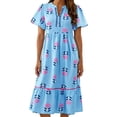 thumbnail image 2 of QUNYINEY Summer Dresses for Women 2026 Short Sleeve Floral Midi A Line Sundress Flowy Ruffle Casual V Neck Loose Fit Dresses, 2 of 6