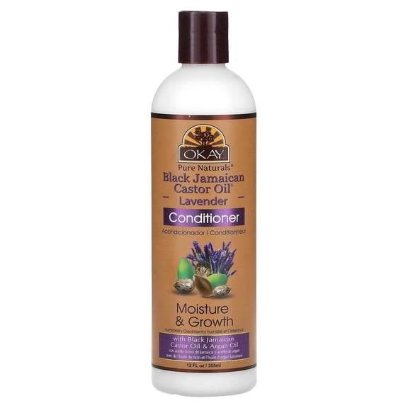 OKAY Black Jamaican Castor & Lavender Oil Conditioner 12 oz – Strengthens, Moisturizes & Supports Hair Growth