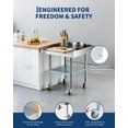 thumbnail image 3 of Accreate Stainless Steel Work Table with Removable 3-Sided Rim & 4 Locking Wheels, Heavy Duty Commercial Kitchen Prep Cart, 3 of 8