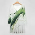 thumbnail image 4 of Sage Green Ink Long Sleeve Dresses For Women Vintage Elegant Party Dress Oversized V-neck Dress S-8XL, 4 of 7