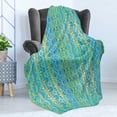 thumbnail image 4 of Geometric Soft Flannel Fleece Throw Blanket, Aztec Retro Zigzag Prehistoric Traditional Heritage Hippie Design, Cozy Plush for Indoor and Outdoor Use, 50" x 60", Earth Yellow Turquoise, by Ambesonne, 4 of 5